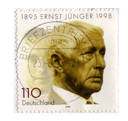 Sello conmemorativo de 1998 con el rostro de Ernst Jünger